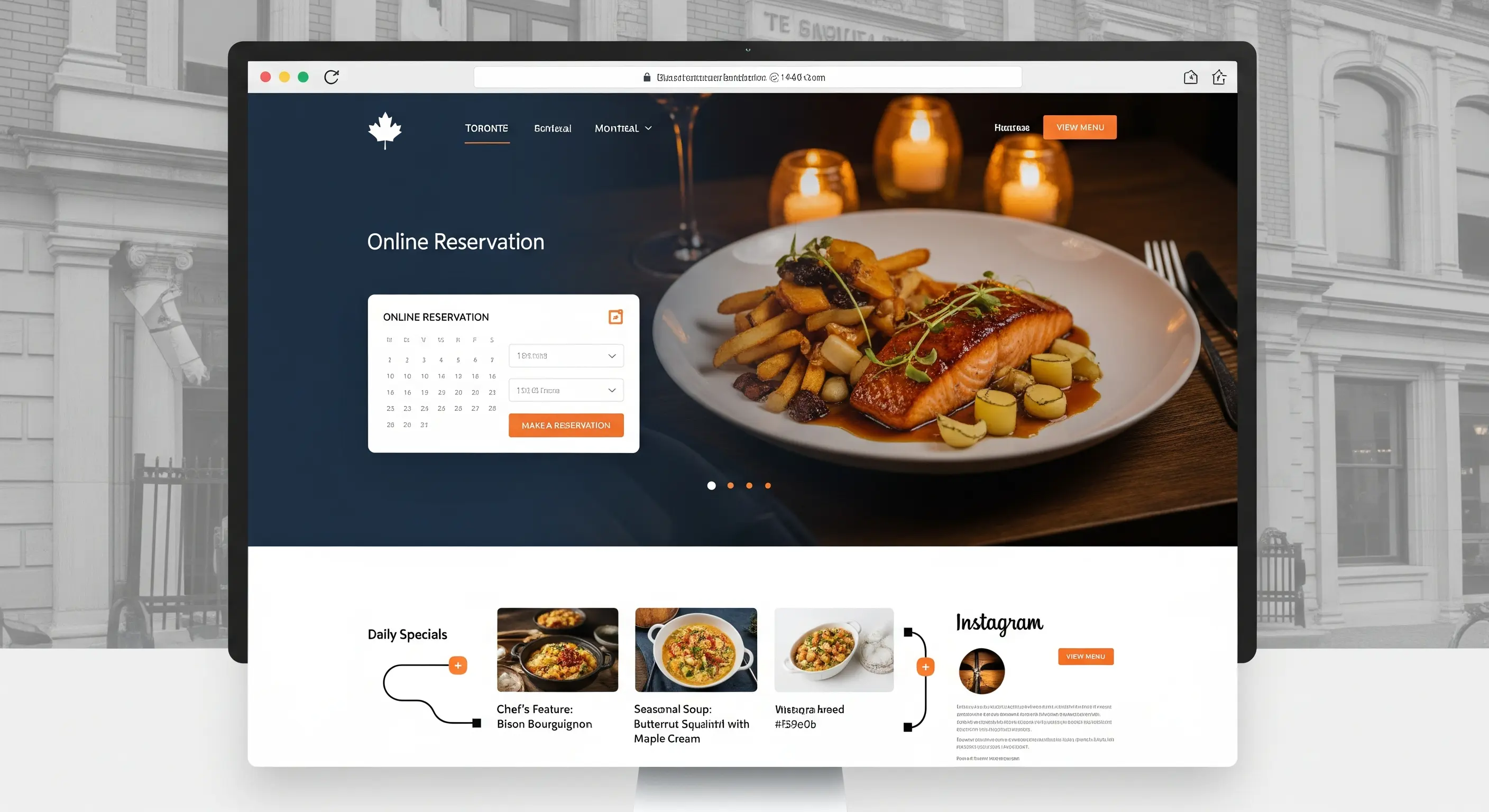 Restaurant website template — AI-optimized design with booking and analytics